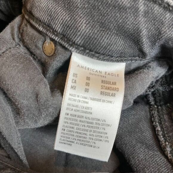 American Eagle Destroyed Black Denim Jeans Distressed Medium Wash Size 00 - Picture 7 of 9